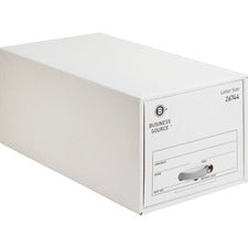 Business Source Stackable File Drawer Internal Dimensions: 12.25" Width x 23.50" Depth x 10.25" Height - External Dimensions: 14" Width x 25.3" Depth x 11.5" Height - Media Size Supported: Letter - Stackable - Steel, Plastic - White - For File, Document -