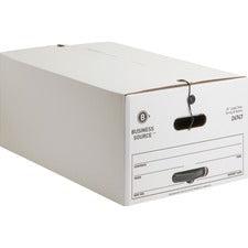 Business Source Medium Duty Legal Size Storage Box Internal Dimensions: 15" Width x 24" Depth x 10" Height - External Dimensions: 15.3" Width x 24.1" Depth x 10.8" Height - Media Size Supported: Legal - Stackable - White - Recycled - 12 / Carton