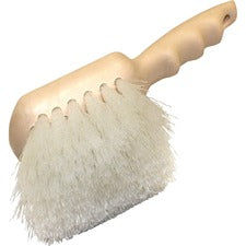 Genuine Joe Nylon Utility Brush Nylon Bristle - 9" Handle Length - White - 1 Each