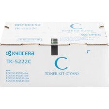 Kyocera TK-5222C Original Standard Yield Laser Toner Cartridge - Cyan - 1 Each 1200 Pages