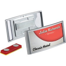 DURABLE Magnetic Classic Name Badge Holder Support 2.88" x 1.25" Media - Silver - 10 / Box