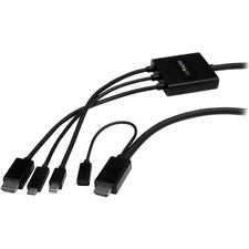 StarTech.com 2m USB-C, HDMI or mDP to HDMI Converter Cable 6.60 ft HDMI/Mini DisplayPort/USB Video Cable Adapter for Projector, Notebook, Desktop Computer - First End: 1 x 20-pin Mini DisplayPort Digital Audio/Video - Male, 1 x 19-pin HDMI Digital Audio/V