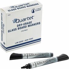 Quartet Premium Dry-Erase Markers for Glass Boards Bullet Marker Point - Erasable - Black Ink - 1 Dozen