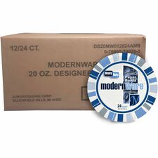 ModernWare Designer 20 oz Paper Bowls Disposable - 7.8" Diameter - White - Paper Body - 24/Pack - 12 / Carton