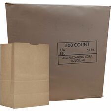 AJM Packaging Grocery Sacks 17" Length x 12" Width x 7" Depth - Kraft - Kraft - Grocery, Food - 500 / Carton
