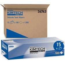KIMTECH Delicate Task Wipers - Pop-Up Box For Laboratory - Absorbent - White - 100/Box - 15 / Carton