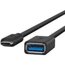 Belkin Sync/Charge USB Data Transfer Cable 6" USB Data Transfer Cable for Flash Drive, Keyboard, Mouse - First End: 1 x USB 3.0 Type A - Male - Second End: 1 x USB 3.0 Type C - Male - 5 Gbit/s - Black - 1 Each