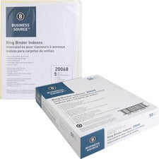 Business Source Buff Stock Ring Binder Indexes 5 x Divider(s) - Blank Tab(s) - 5 Tab(s)/Set - 2" Tab Width - 8.5" Divider Width x 11" Divider Length - Letter - 3 Hole Punched - Buff Buff Paper Divider - Clear Tab(s) - 50 / Box