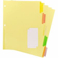 Business Source Insertable Tab Ring Binder Indexes 5 Blank Tab(s) - 2" Tab Width - 8.5" Divider Width x 11" Divider Length - Letter - 3 Hole Punched - Multicolor Tab(s) - Tear Resistant, Reinforced Edges, Punched, Insertable Tab - 50 / Box