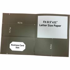 Business Source Letter Portfolio 8 1/2" x 11" - 125 Sheets Capacity - Inside Front & Back Pocket(s) - Gray - Card Holder - 25 / Box