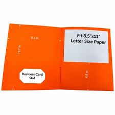 Business Source Letter Portfolio 8 1/2" x 11" - 125 Sheets Capacity - Inside Front & Back Pocket(s) - Orange - Card Holder - 25 / Box