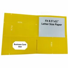 Business Source Letter Portfolio 8 1/2" x 11" - 125 Sheets Capacity - Inside Front & Back Pocket(s) - Yellow - Card Holder - 25 / Box