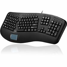 Adesso Tru-Form Ergonomic Touchpad Keyboard Cable Connectivity - USB Interface - 104 Key(s) - 20 Hot Key(s) - Play/Pause, Previous Track, Next Track, Volume Down, Volume Up, Mute, Eject, Home, Back, Forward, Refresh, ... Hot Key(s) - Windows Vista, Window