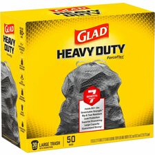 Glad ForceFlexPlus Drawstring Large Trash Bags Large Size - 30 gal Capacity - 32.01" Length x 30" Width x 0.90 mil (23 Micron) Thickness - Drawstring Closure - Black - Garbage, Indoor, Outdoor, Home, Office, Restaurant, Commercial/ - 50 / Box