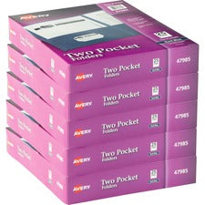 Avery&reg; Letter Pocket Folder 8 1/2" x 11" - 40 Sheets Capacity - 2 Internal Pocket(s) - Embossed Paper - Dark Blue - Embossed - 25/Box - 5 / Carton