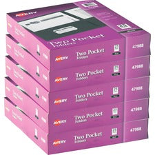 Avery&reg; Letter Pocket Folder 8 1/2" x 11" - 40 Sheets Capacity - 2 Internal Pocket(s) - Embossed Paper - Black - Embossed - 25/Box - 5 / Carton