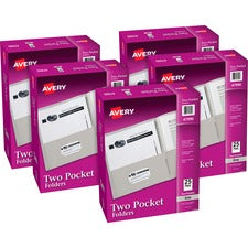 Avery&reg; Letter Pocket Folder 8 1/2" x 11" - 40 Sheets Capacity - 2 Internal Pocket(s) - Embossed Paper - Gray - Embossed - 25/Box - 5 / Carton