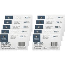 Business Source Ruled Index Cards Front Ruling Surface - Ruled Front Ruling - 72 lb Basis Weight - 5" x 3" Sheet Size - White Paper - 100/Pack - 10 / Box