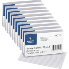 Business Source Ruled Index Cards Front Ruling Surface - Ruled Front Ruling - 72 lb Basis Weight - 6" x 4" Sheet Size - White Paper - 100/Pack - 10 / Box