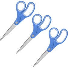 Sparco Bent Multipurpose Scissors 8" Overall Length - Bent - Stainless Steel - Blue - 3 / Bundle