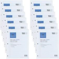 Sparco 3HP Filler Paper 1800 Sheets - College Ruled Front Ruling - Ruled Red Margin - 16 lb Basis Weight - 8" x 10 1/2" Sheet Size - White Paper - Bleed-free - 150/Pack - 12 / Bundle