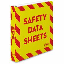 Avery&reg; 1-1/2" Heavy-Duty Industrial SDS Binder - One-Touch Rings 1 1/2" Binder Capacity - Letter - 8 1/2" x 11" Sheet Size - 400 Sheet Capacity - Fastener(s): Ring - Pocket(s): 4, Internal - Vinyl - Yellow, Red - Heavy Duty, One Touch Ring, Preprinted