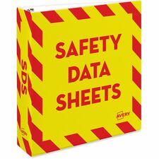 Avery&reg; 2" Heavy-Duty Industrial SDS Binder - One-Touch Rings 2" Binder Capacity - Letter - 8 1/2" x 11" Sheet Size - 540 Sheet Capacity - Fastener(s): Ring - Pocket(s): 4, Internal - Vinyl - Yellow, Red - Heavy Duty, One Touch Ring, Preprinted, Sturdy