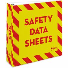 Avery&reg; 3" Heavy-Duty Industrial SDS Binder - One-Touch Rings 3" Binder Capacity - Letter - 8 1/2" x 11" Sheet Size - 670 Sheet Capacity - Fastener(s): Ring - Pocket(s): 4, Internal - Vinyl - Yellow, Red - Heavy Duty, One Touch Ring, Preprinted, Sturdy