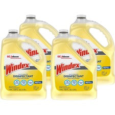 Windex&reg; Multi-Surface Disinfectant Sanitizer Cleaner 128 fl oz (4 quart) - Disinfectant, Residue-free, Anti-bacterial - Yellow Bottle - 4 / Carton