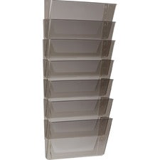 Storex Stacking Wall Pocket Set 7" Height x 4" Width x 13" Length - Stackable - Smoke - Plastic - 7 / Set