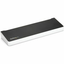 StarTech.com Triple Monitor 4K USB-C Dock with 5x USB 3.0 Port for Notebook, Tablet PC - 60 W - USB Type C - 5 x USB 3.0 - USB Type-C - Network (RJ-45) - HDMI - DisplayPort - Black, Silver - Audio Line Out - Microphone - Thunderbolt - Wired - Windows 7, W