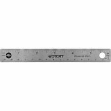 Westcott 6" Stainless Steel Rulers 6" Length x 0.8" Width - 1/16, 1/32 Graduations - Metric, Imperial Measuring System - Stainless Steel - Stainless Steel - 12 / Box