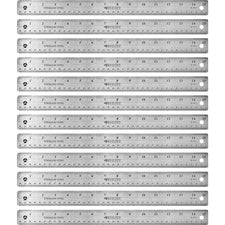 Westcott Stainless Steel Rulers 15" Length x 1" Width - 1/16, 1/32 Graduations - Metric, Imperial Measuring System - Stainless Steel - Stainless Steel - 12 / Box