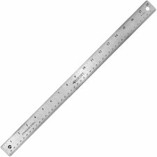 Westcott Stainless Steel Rulers 18" Length x 1" Width - 1/16, 1/32 Graduations - Metric, Imperial Measuring System - Stainless Steel - Stainless Steel - 12 / Box