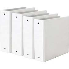 Avery&reg; Economy View Binder 3" Binder Capacity - Letter - 8 1/2" x 11" Sheet Size - 460 Sheet Capacity - 3 Ring(s) - Fastener(s): Round Ring - Pocket(s): 2, Internal - Vinyl - White - 1.79 lb - Gap-free Ring, Rivet, Clear Overlay, Non Locking Mechanism