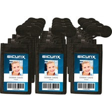 SICURIX Carrying Case (Pouch) Business Card - Black Nylon Body - 3" Height x 0.4" Width - 12 / Box