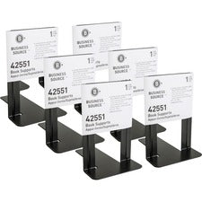 Business Source Heavy-gauge Steel Book Supports 8.50" Height x 9" Width x 6" Depth - Desktop - Non-skid Base, Scratch Resistant, Stain Resistant - Black - Steel - 2/Pair - 6 / Box