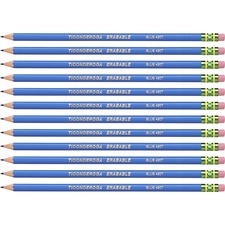 Ticonderoga Pre-Sharpened Erasable Checking Pencils Blue Lead - HB - 1 Dozen/Box - 6 / Carton