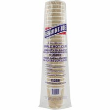 Genuine Joe 8 oz Rippled Hot Cups 8 fl oz - Brown - Hot Drink, Beverage - 25/Pack - 5 / Bundle