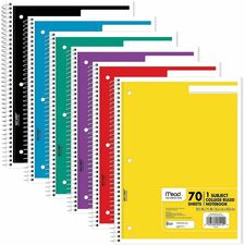 Mead One-subject Spiral Notebook 70 Sheets - Spiral - College Ruled Front Ruling - 8" x 10 1/2" Sheet Size - White Paper - Tan Board Cover - Heavyweight, Punched - 12 / Bundle