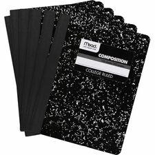 Mead Composition Book Sewn - 7 1/2" x 9 3/4" Sheet Size - White Paper - Black Marble Cover - 12 / Carton