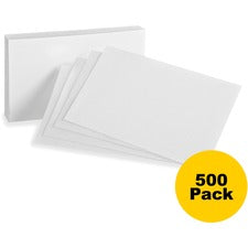 Oxford Plain Index Cards 3" x 5" - 85 lb Basis Weight - Sustainable Forestry Initiative (SFI) - White - 100/Pack - 5 / Bundle