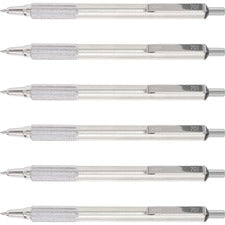 Zebra Pen STEEL 7 Series F-701 Retractable Ballpoint Pen 0.7 mm Pen Point - Refillable - Retractable - Black Ink - Stainless Steel Barrel - 6 / Box
