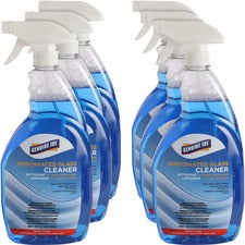 Genuine Joe Ammoniated Glass Cleaner For Hard Surface - Ready-To-Use - 32 fl oz (1 quart) - Recommended For: Grease Remover - Blue - 6 / Carton