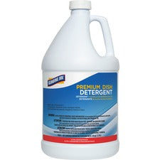 Genuine Joe Premium Dish Detergent Concentrate - 128 fl oz (4 quart) - Recommended For: Grease Remover - Film-free - Blue - 1 Each