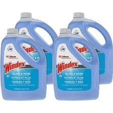 Windex&reg; Glass Cleaner with Ammonia-D 128 fl oz (4 quart) - Non-streaking, Phosphate-free - Blue - 4 / Carton