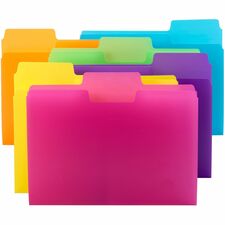 Smead SuperTab 1/3 Tab Cut Letter Top Tab File Folder 8 1/2" x 11" - Top Tab Location - Assorted Tab Position - Yellow, Orange, Blue, Pink, Purple, Green - Water Proof - 18 / Pack
