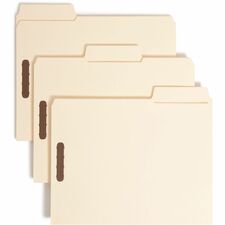 Smead SuperTab 1/3 Tab Cut Letter Recycled Fastener Folder 8 1/2" x 11" - 2 x Prong K Style Fastener(s) - 2" Fastener Capacity - Top Tab Location - Assorted Tab Position - 14 pt. - 2 Plys - Manila - Reinforced Tab - 10% Recycled - 50 / Box