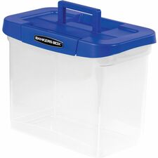 Bankers Box Heavy-Duty Portable File Box Internal Dimensions: 11.75" Width x 6.75" Depth x 10.75" Height - External Dimensions: 14.3" Width x 8.6" Depth x 11.1" Height - Media Size Supported: Letter - x File - Lid Lock Closure - Heavy Duty - Stackable - P