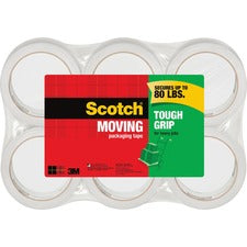 Scotch Tough Grip Moving Packaging Tape 43.70 yd Length x 1.88" Width - Clear - Fiber - 6 / Pack